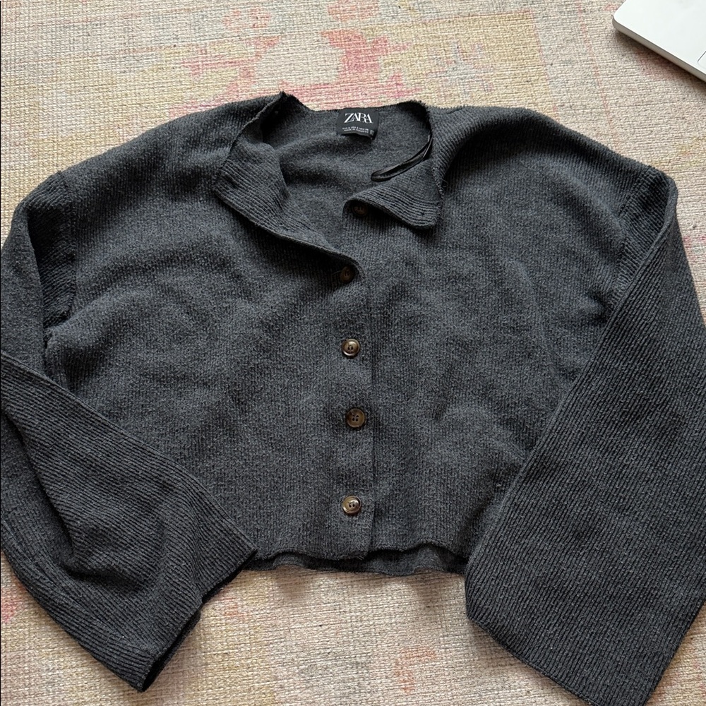 Zara Charcoal Button-Up Sweater